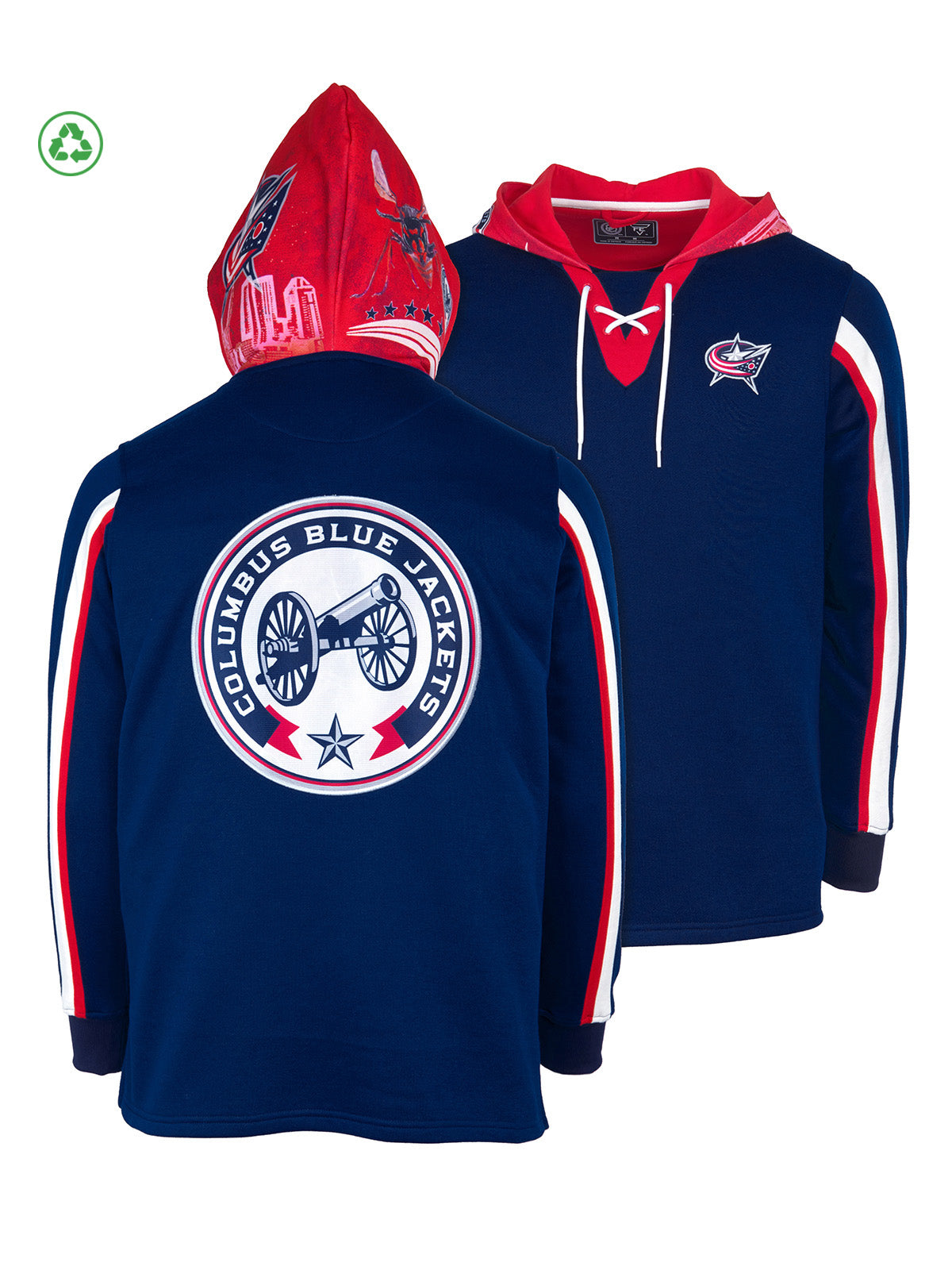 Columbus Blue Jackets Lace Up Hoodie Official NHL Merchandise FE Apparel