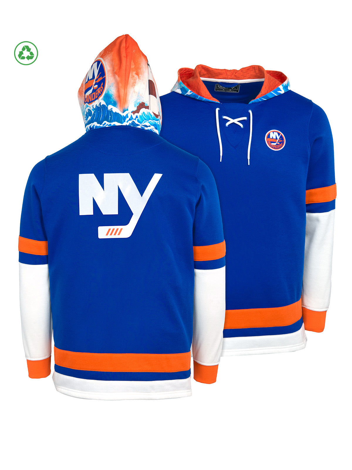 New York Islanders Lace Up Hoodie Official NHL Merchandise FE Apparel