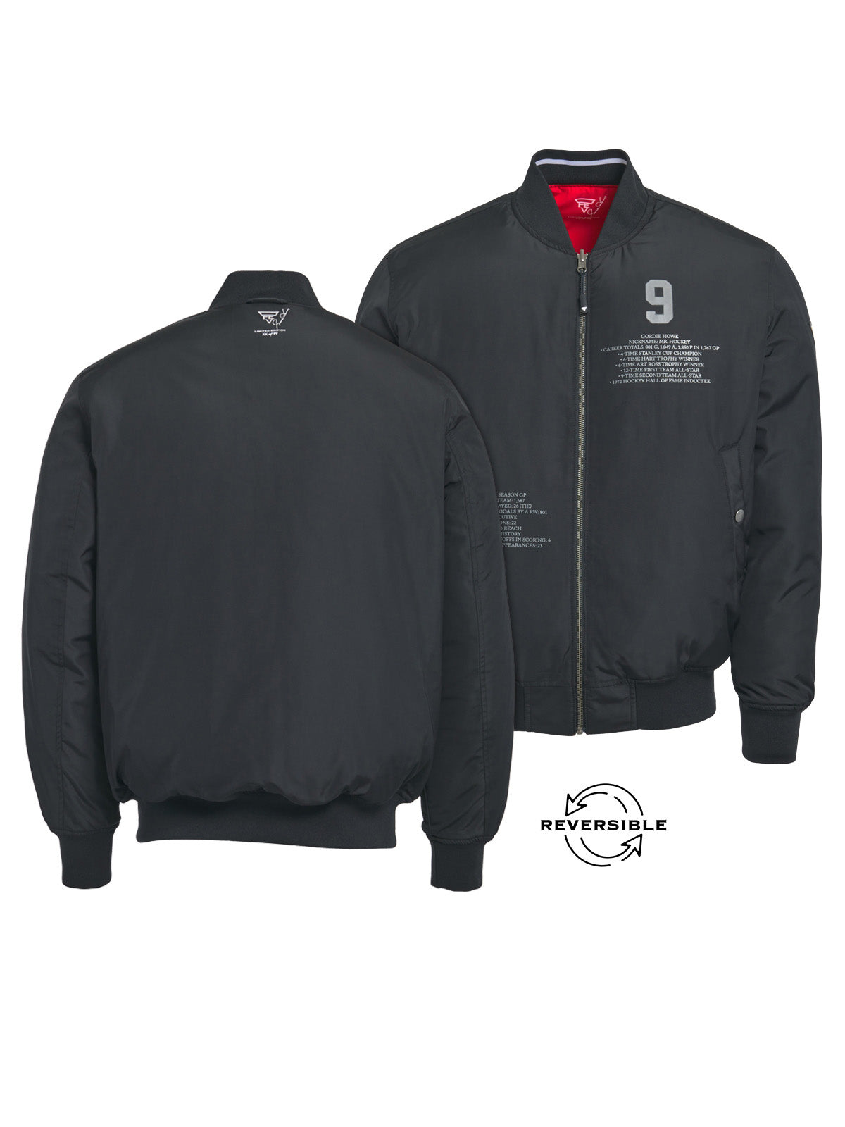 Unisex Gordie Howe Reversible Bomber Jacket