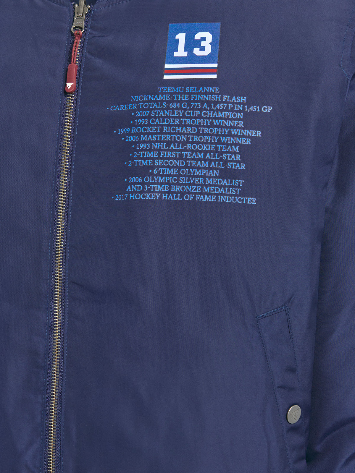 Unisex Teemu Selanne Reversible Bomber Jacket