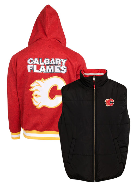 Calgary Flames Crewneck Hoodie & Reversible Vest