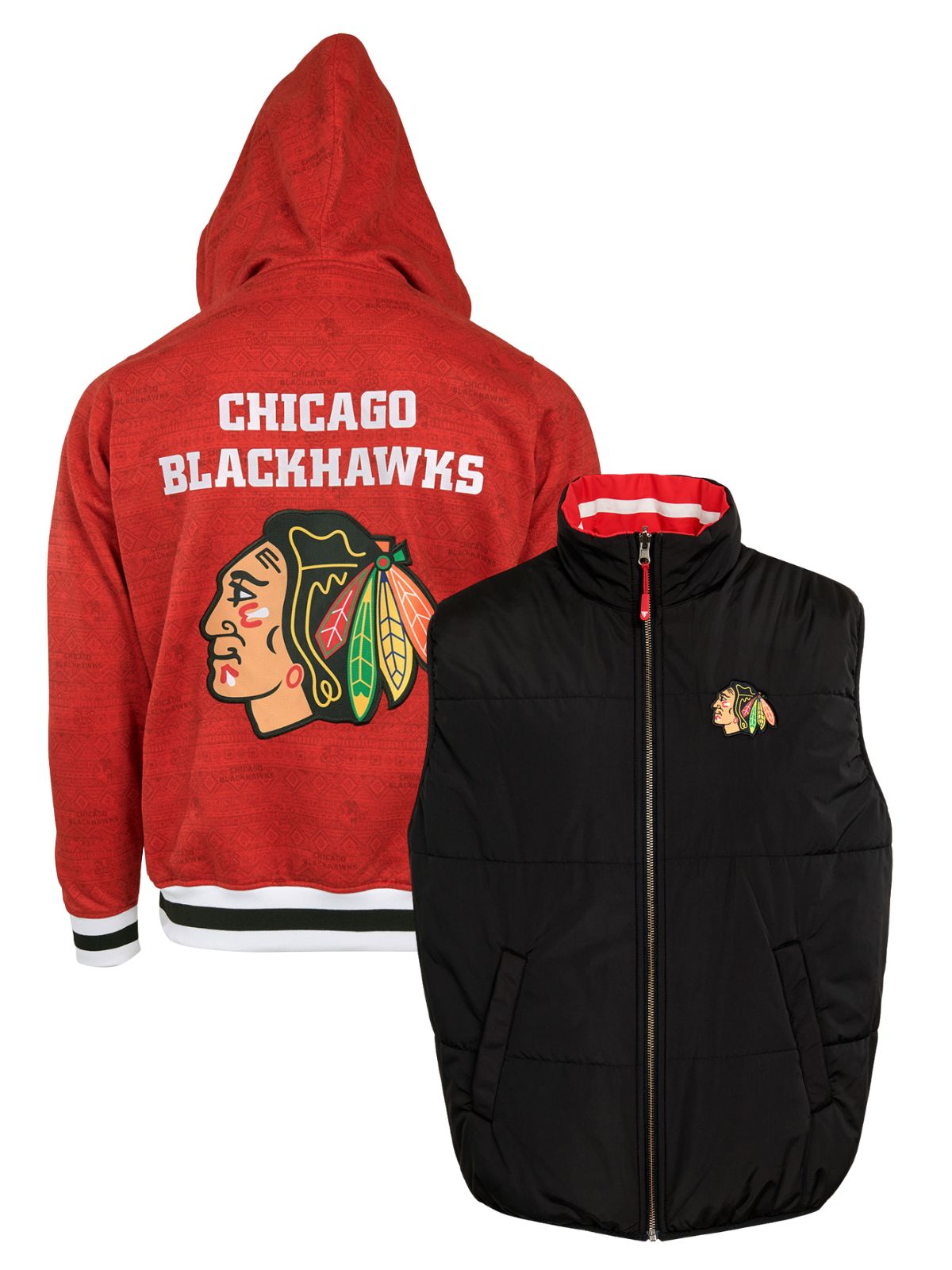 Chicago Blackhawks Crewneck Hoodie & Reversible Vest
