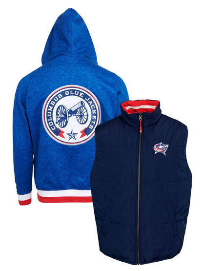 Columbus Blue Jackets Crewneck Hoodie & Reversible Vest