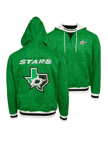 Dallas Stars Hoodie - Show your team spirit, with the iconic team logo patch on the front and back, and proudly display your Dallas Stars support in their team colors with this NHL hockey hoodie.