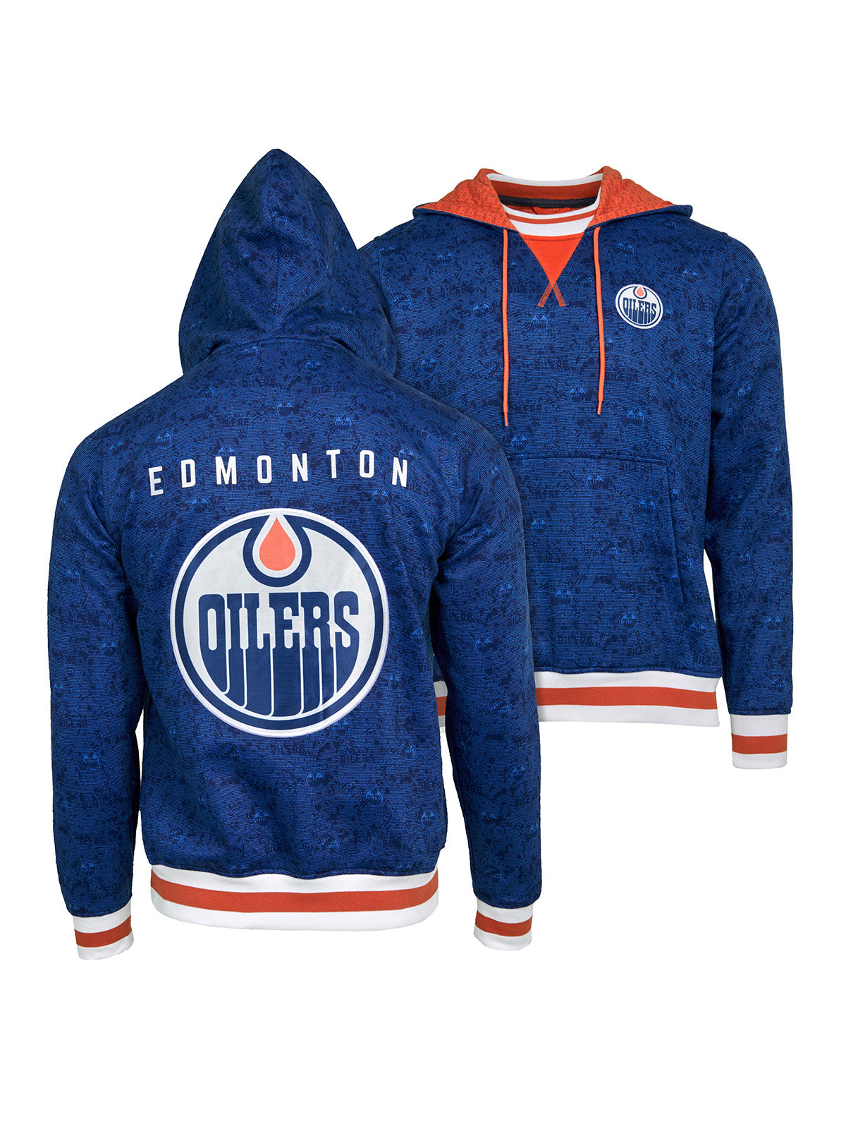 Edmonton Oilers Hoodie - Show your team spirit, with the iconic team logo patch on the front and back, and proudly display your Edmonton Oilers support in their team colors with this NHL hockey hoodie.