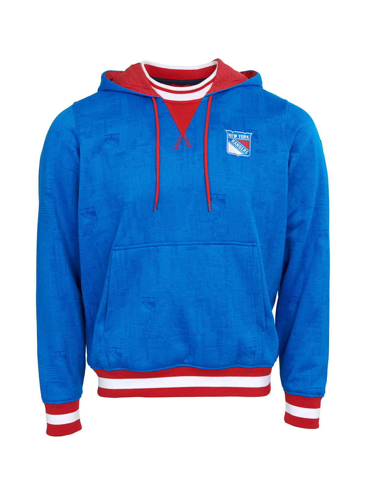 New York Rangers Hoodie - Show your team spirit, with the iconic team logo patch on the front left chest, and proudly display your New York Rangers support in their team colors with this NHL hockey hoodie.