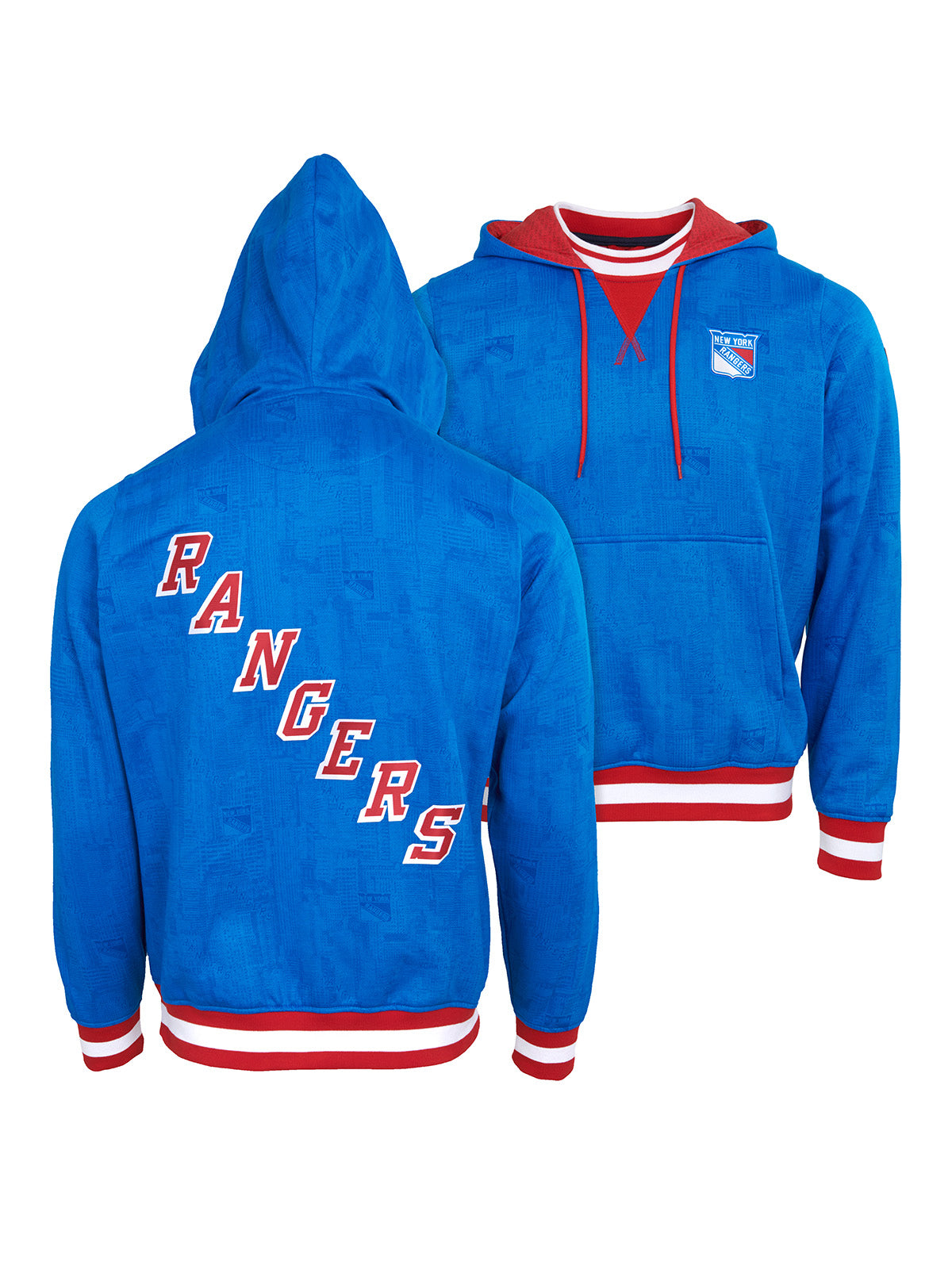 New York Rangers Hoodie - Show your team spirit, with the iconic team logo patch on the front and back, and proudly display your New York Rangers support in their team colors with this NHL hockey hoodie.