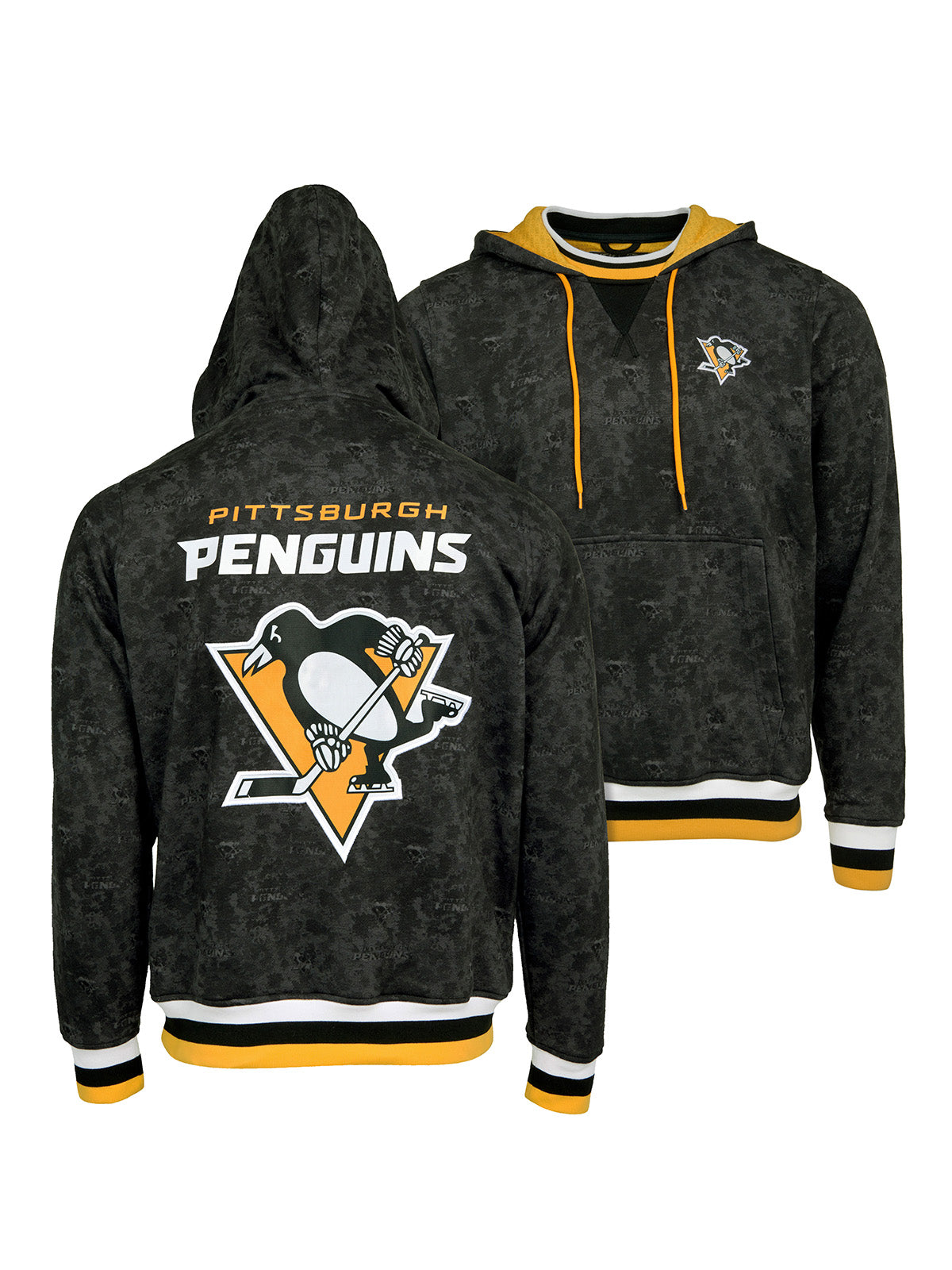 Pittsburgh Penguins Hoodie - Show your team spirit, with the iconic team logo patch on the front and back, and proudly display your Pittsburgh Penguins support in their team colors with this NHL hockey hoodie.