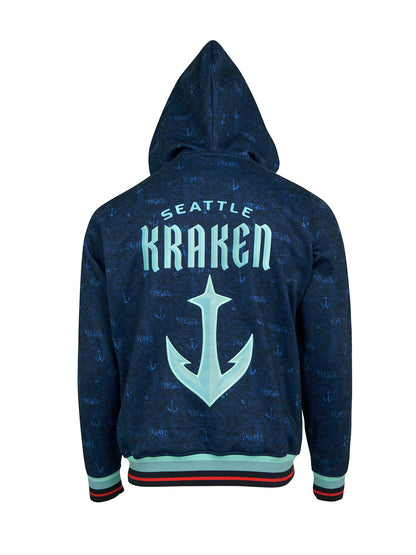 Seattle Kraken Hoodie - Show your team spirit, with the iconic team logo patch centered on the back, and proudly display your Seattle Kraken support in their team colors with this NHL hockey hoodie.