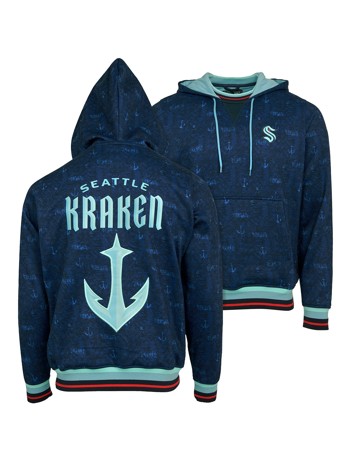 Seattle Kraken Hoodie - Show your team spirit, with the iconic team logo patch on the front and back, and proudly display your Seattle Kraken support in their team colors with this NHL hockey hoodie.