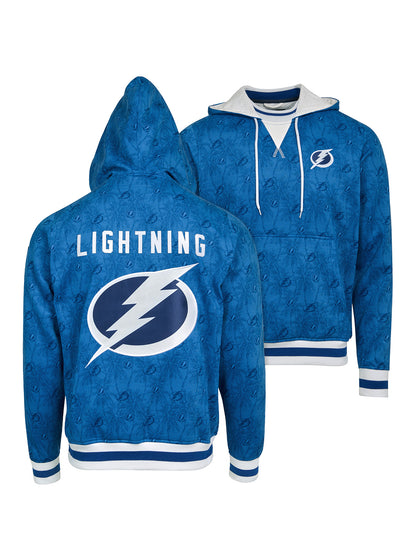 Tampa Bay Lightning Hoodie - Show your team spirit, with the iconic team logo patch on the front and back, and proudly display your Tampa Bay Lightning support in their team colors with this NHL hockey hoodie.