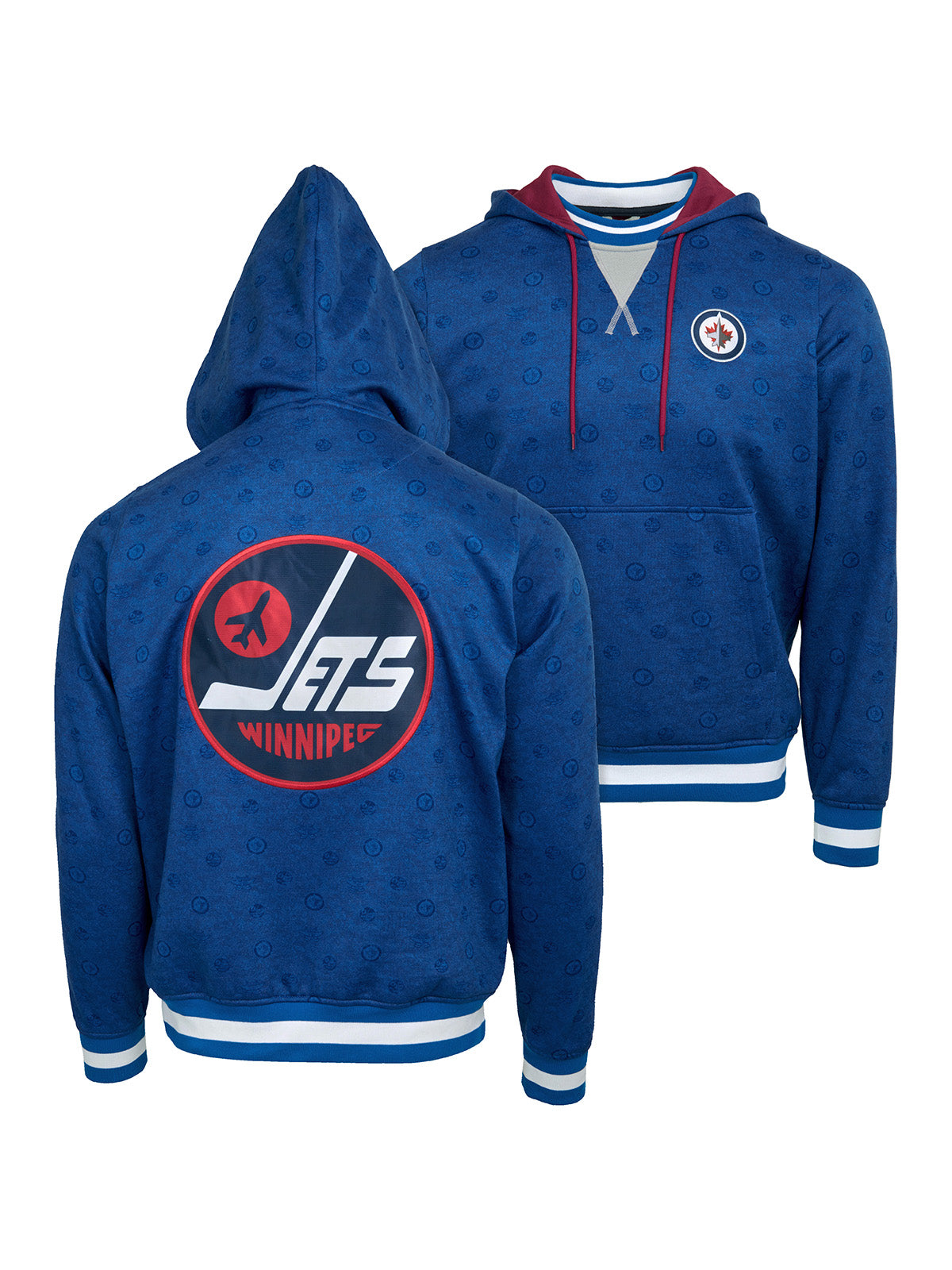 Winnipeg Jets Hoodie - Show your team spirit, with the iconic team logo patch on the front and back, and proudly display your Winnipeg Jets support in their team colors with this NHL hockey hoodie.