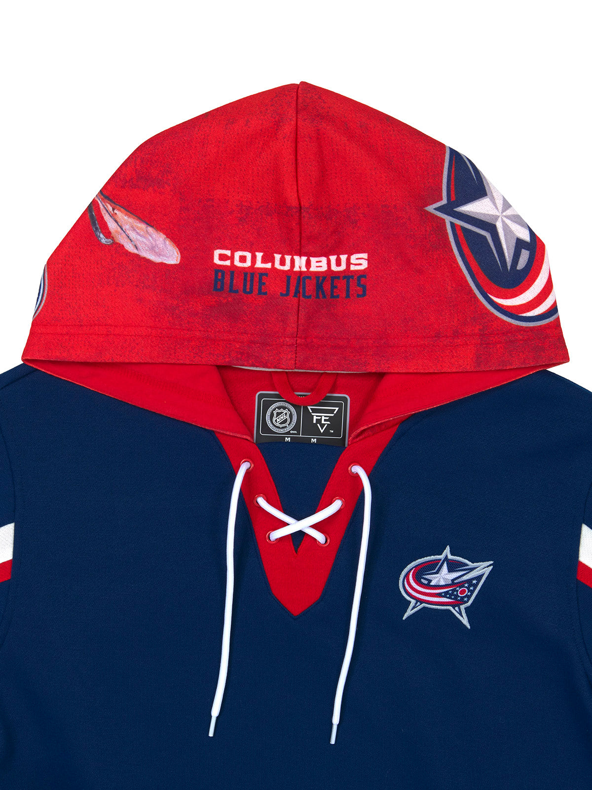 Columbus Blue Jackets Lace Up Hoodie Official NHL Merchandise FE Apparel