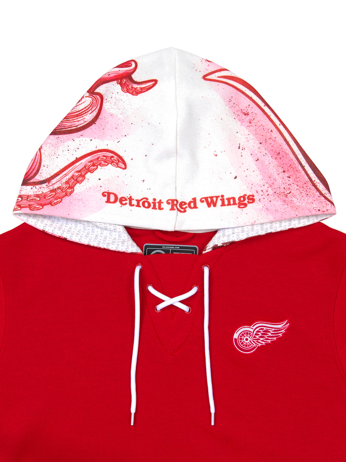 Red wings lace up hoodie new arrivals